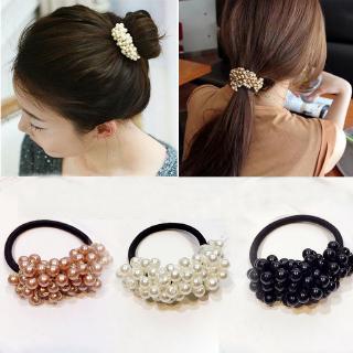 bandas elásticas para el pelo de perlas de moda, coreano vintage ponytail titular, mujeres niñas elegantes lazos de pelo