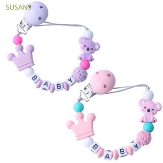 SUSANS Baby Care Pacifiers Chain Non-toxic Nipple Feeding Pacifier Clip Cute Bear Colorful Silicone Chew Toy Baby Teething Soother Beaded