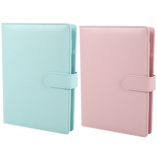 2x a5 cuero hoja suelta recambio cuaderno cubierta espiral carpeta planificador, cubierta de cuaderno, verde y rosa