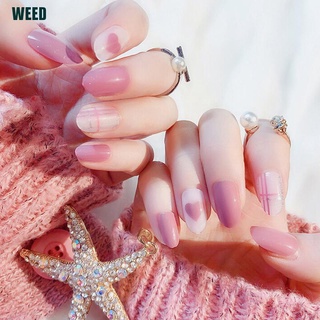 24x rosa punta de uñas artificial falso diseño acrílico falso francés uñas completas juego de arte