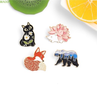 SUBEII Badge Enamel Pin Cartoon Animal Fox Cat Bear Hedgehog Forest Garden Bag Jewelry Gift Brooches Lapel Pin Custom