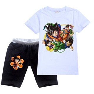 Dragon Ball 2021 verano niños deportes conjuntos 2Pcs camiseta + traje corto niños camiseta conjunto ropa ropa deportes niño bebé conjunto