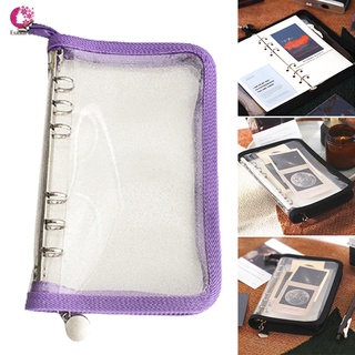 Cuaderno de hojas sueltas con intercapa transparente portátil multiusos con cremallera manual creativo regalos