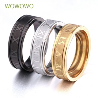 Wowowo negro/plata/oro joyería Unisex Multicolor titanio acero regalos Punk anillos números romanos anillo/Multicolor