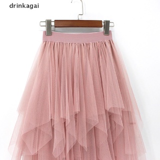 [drinka] mujer cintura alta volantes de malla tutú falda pura red tul plisado largo vestido de fiesta 471cl