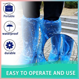 Cubiertas de zapatos desechables azul zapatos de lluvia y botas cubierta de plástico larga cubierta de zapatos transparente impermeable antideslizante Overshoe