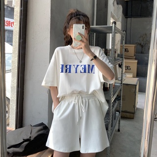 Estilo coreano ropa deportiva traje de las mujeres verano 2021 moda camisetas + pantalones de pierna ancha 2 piezas conjuntos deportivos casuales conjuntos