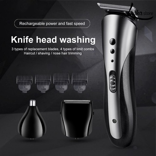 {-LuShaStore-} 1 juego de afeitadora de afeitar recargable multifuncional lavable barba afeitadora eléctrica para hombres