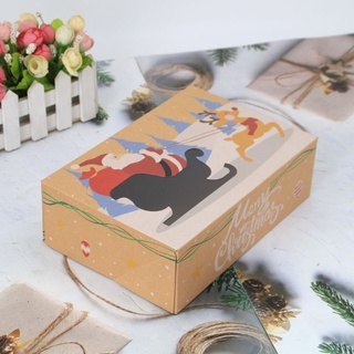 a bordo 4/8 /12pcs pack de cajas de galletas de navidad panadería cajas de regalo europeas nuevo estilo kraft caja de papel kraft gran navidad caramelo caja a bordo