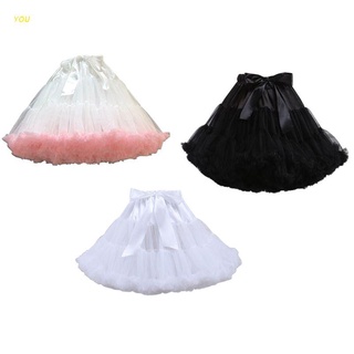 Usted mujeres Lolita Cosplay enagua hinchada en capas Ballet tutú falda arco debajo de la falda (1)