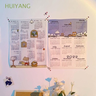 Huiyang estudio planificación decoración del hogar escuela suministros de oficina colgando tela 2022 calendario de pared fondo de tela calendario