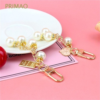 PRIMAO New Key Chains Cute Heart Crystal Pearl Women Car Key Ring Korean Pendant Keychains Mobile Phone Key Chain