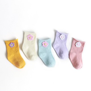 calcetines suaves con estampado de flores para bebé recién nacido/calcetines antideslizantes para suelo/niños/niñas
