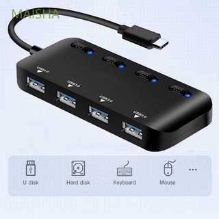 MAISHA 4 Port Splitter Type C Computer Accessories USB Hubs External Distributor LED Light MultiPort Computer Peripherals USB 3.0 with Switch Hub Adapter/Multicolor
