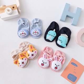 HUTCHINS Girls Newborn Floor Socks Toddler Anti Slip Sole Baby Socks Gift Keep Warm Cute Cartoon Doll Cotton Thick Infant Invisible Socks (6)