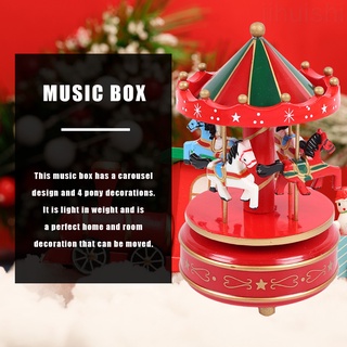 Caja de música de plástico portátil giratorio Merry-go-round caja Musical para decoración de navidad jihuishi