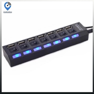 7 puertos USB adaptador multiinterface Hub independiente interruptor indicador de luz