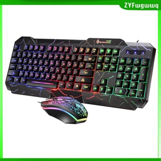 cracked gaming teclado ratón combo rgb arco iris retroiluminado gamer kit para pc
