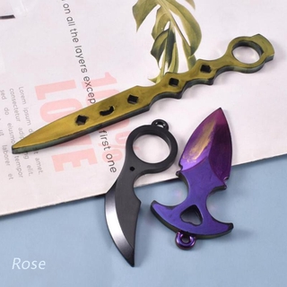Molde de resina epoxi de cristal rosa defensa pequeño cuchillo de silicona molde DIY manualidades herramienta de fabricación