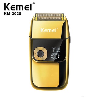 Kemei KM-2028 cuerpo de Metal LED pantalla eléctrica barba maquinilla de afeitar eléctrica hombres barba afeitadora enjoydeals.br (1)