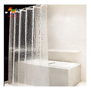 cortina de ducha eva transparente impermeable transparente 3d agua cuadrada cortina de baño en 71 pulgadas x 79 pulgadas, 12 ganchos (1)
