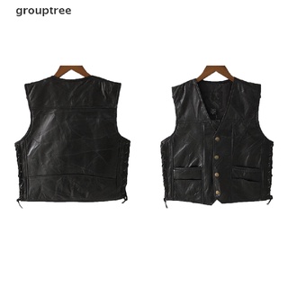 grouptree cuero punk chaleco chaleco chaleco top chaquetas de motocicleta abrigo más el tamaño negro cl
