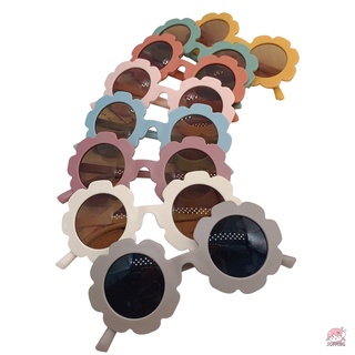 Jop7-niños gafas de sol redondas, verano pequeños niños niñas lindo Color mate marco de flores al aire libre a prueba de ultravioleta Casual gafas