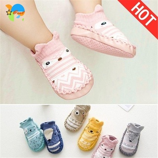 GSWT Indoor Cotton Floor Socks Comfort Infant Crib Shoes Anti Slip Shoes Newborn Baby Socks Toddler Soft Kids Booties/Multicolor