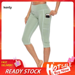 Kt_ Leggings de cintura alta para mujer/Color sólido/pantalones de entrenamiento/Yoga