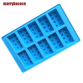 [MARRB] 1 molde de silicona Rectangular con forma de bloques de ladrillo Lego de 10 hoyos