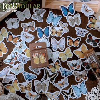 PATHOULAR 46PCS Gift Decorative Stickers Kids Scrapbooking Sticker Vintage Butterfly Notebook Planner Ins Style Decoration Albums Paper