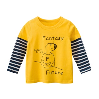 ♀Sq✲Jersey para niños, estampado de letras de cuello redondo a rayas de manga larga blusa camiseta para niñas, (8)