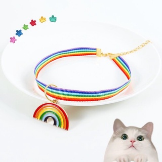 Caramelo Adorable mascota arco iris colgante y ajuste Collar gato perro