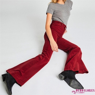 demq-pantalones acampanados para mujer, casual de cintura alta, color sólido, sueltos, con bolsillos (7)