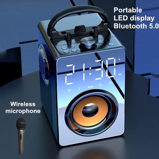 Altavoz inalámbrico Karaoke portátil Bluetooth altavoz Karaoke altavoz con micrófono LED Digital Bluetooth altavoz inalámbrico para Karaoke canto conferencia de enseñanza