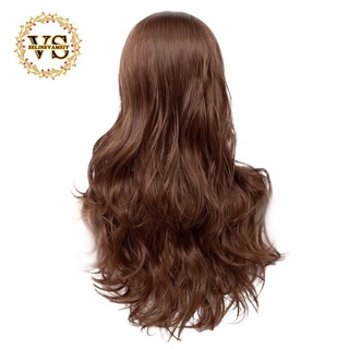 natural onda pelucas punto medio marrón pelucas para las mujeres peluca sintética larga ondulado suelto rizado peluca de fibra resistente al calor