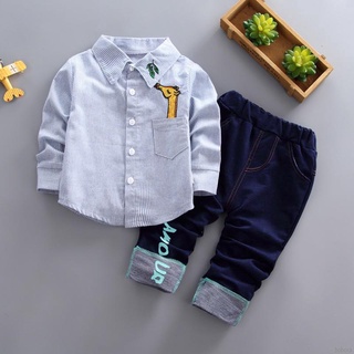 bobora ropa infantil traje niño camisa de manga larga + pantalones de mezclilla 2 piezas conjunto