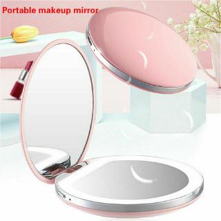compacto led portátil mini iluminado maquillaje mano pequeño bolsillo redondo espejo de viaje (1)