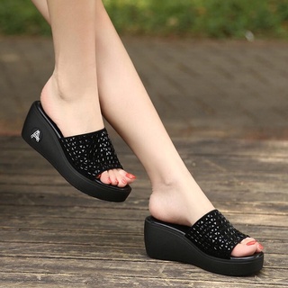 las mujeres de verano de la moda slip-on cuñas sandalias plataforma retro peep toe sandalias
