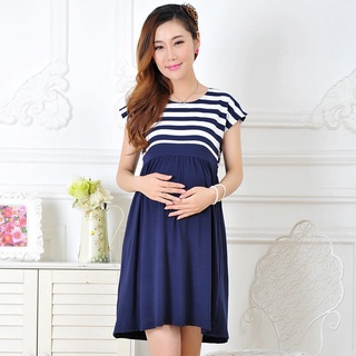 vestido de maternidad de algodón de rayas de manga corta casual embarazo vestidos ropa