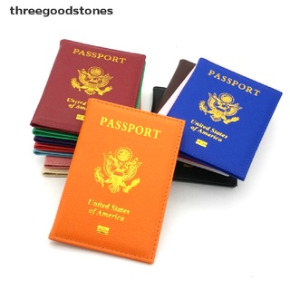 [threegoodstones] funda de cuero para pasaporte de viaje personalizada, soporte para pasaporte americano, fundas calientes
