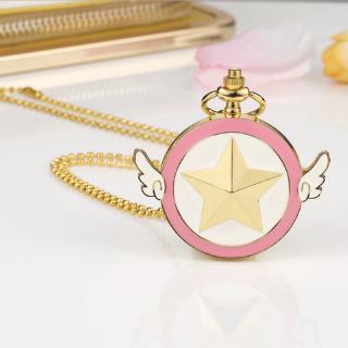 Reloj deportivo de bolsillo Sailor Moon Cardcaptor Sakura bronce aleación reloj de bolsillo con collar Chain1 (1)