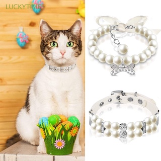 LUCKYTIMEE Collares De Perlas De Perro De Boda Gatito Gato Perla Collar Para Mascotas Lindo Cuero Cachorro Diamantes De Imitación Cristal