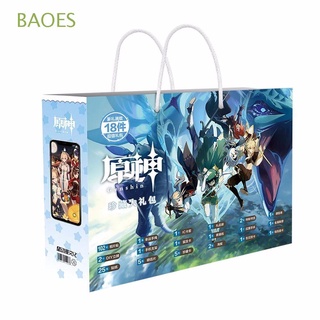 BAOES Children Genshin Impact Lucky Gift Bag Bookmark Postcard Collection Bag Stickers Anime Wristband Poster Badge Kids Toy
