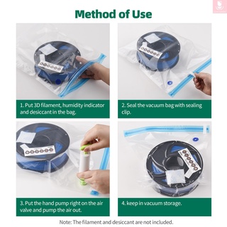 Lg eSUN bolsa de almacenamiento al vacío Kit para impresora FDM 3D filamento compresión al vacío engrosado ahorro de espacio bolsas reutilizables bolsa seca con bomba de mano Clips de sellado de humedad tarjetas selladoras bolsas selladoras (8)