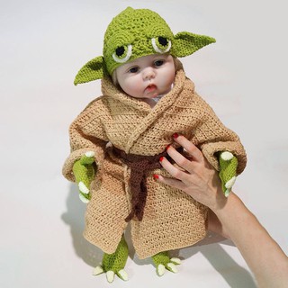 Star Wars Yoda Baby Cute Master Lana Tejer Niños Foto Disfraz Sombrero Cosplay Cumpleaños Ropa De Bebé (1)