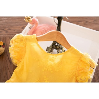 bebé niños niñas moda mosca manga arco flor encaje vestido de fiesta princesa vestidos (9)
