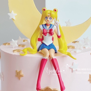 Dibujos Animados Sailor Moon Figura De Acción Anime Miniaturas Juguetes Para Amigos Modelo Estatua PVC Pastel Topper