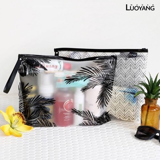 LYM bolsa de cosméticos impermeable con estampado translúcido con cremallera para viaje/bolsa de almacenamiento de baño