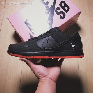 ♘Nike SB Dunk Low TRD QS “Pigeon” Black P running shoes men leather